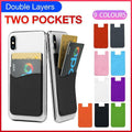 Silicone Phone Card Holder Double Layer Adhesive Wallet with 3M Backing - Grey