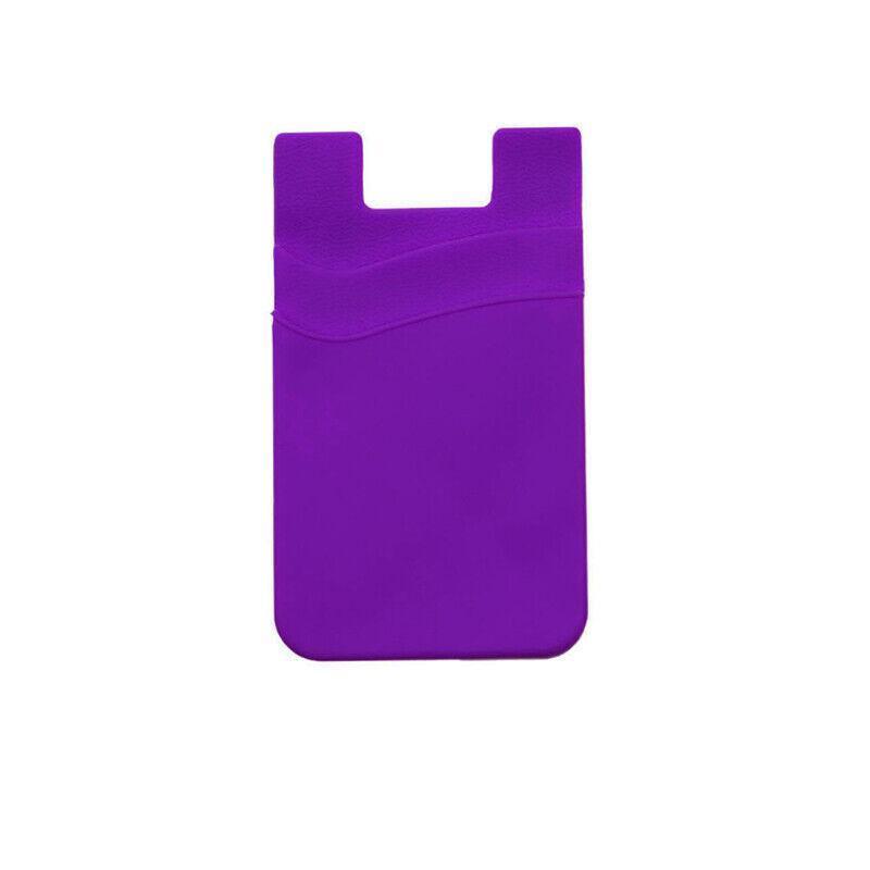 Silicone Phone Card Holder Double Layer Adhesive Wallet with 3M Backing - Orange