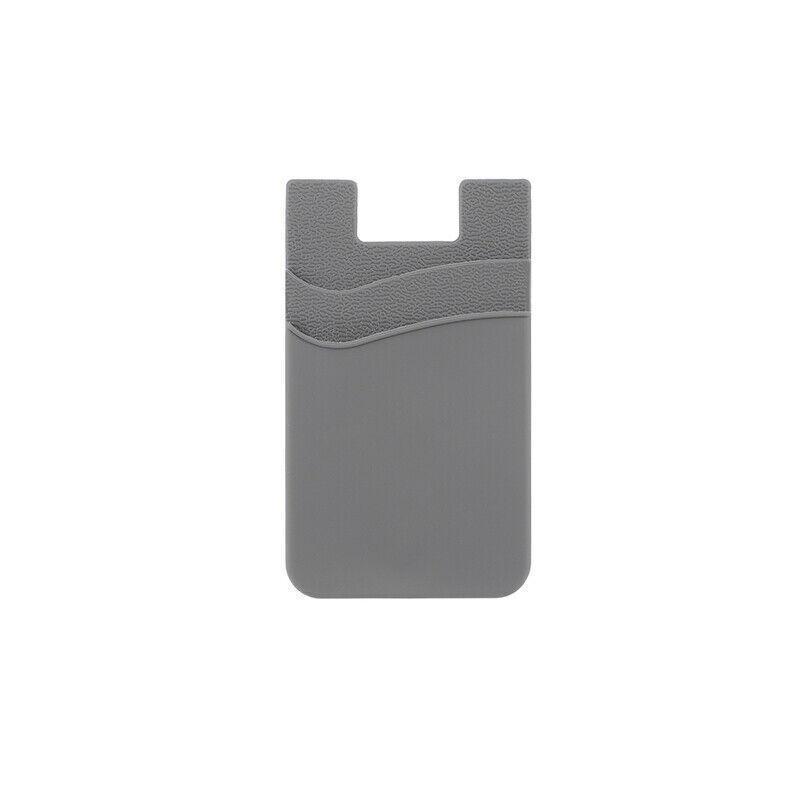 Silicone Phone Card Holder Double Layer Adhesive Wallet with 3M Backing - Purple
