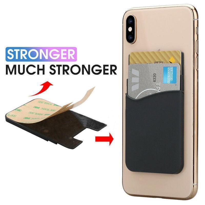 Silicone Phone Card Holder Double Layer Adhesive Wallet with 3M Backing - White