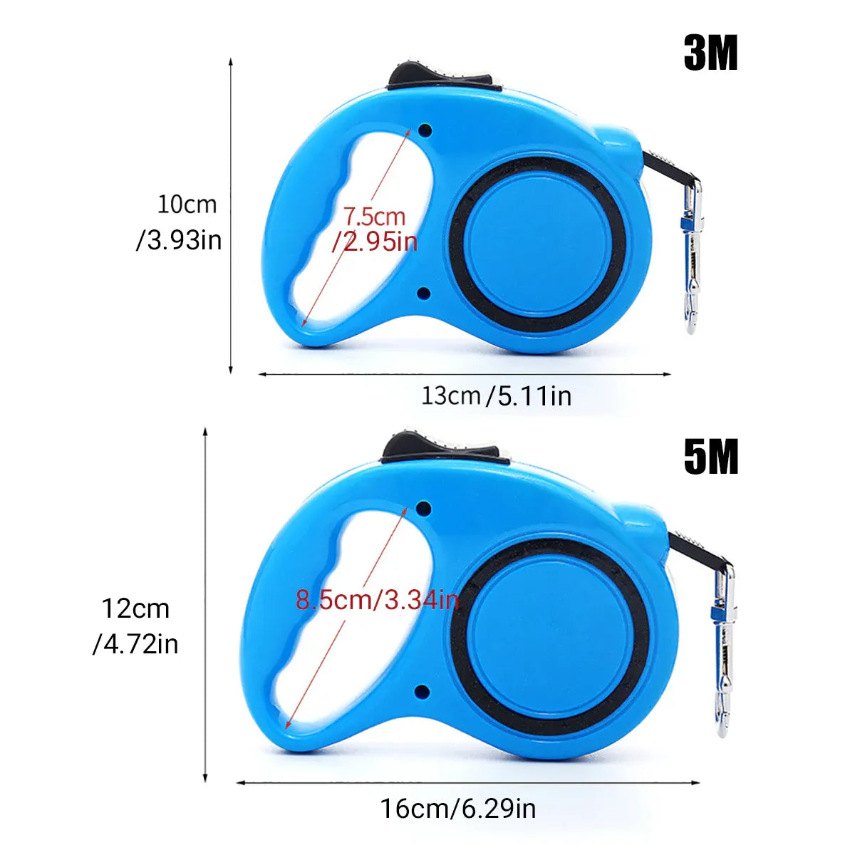 5M Dog Lead Leash Strong Retractable Extendable 5M Lockable Heavy Duty 15Kg - Blue