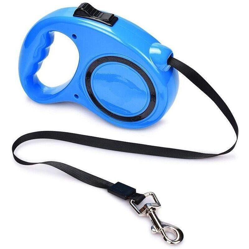 5M Dog Lead Leash Strong Retractable Extendable 5M Lockable Heavy Duty 15Kg - Blue