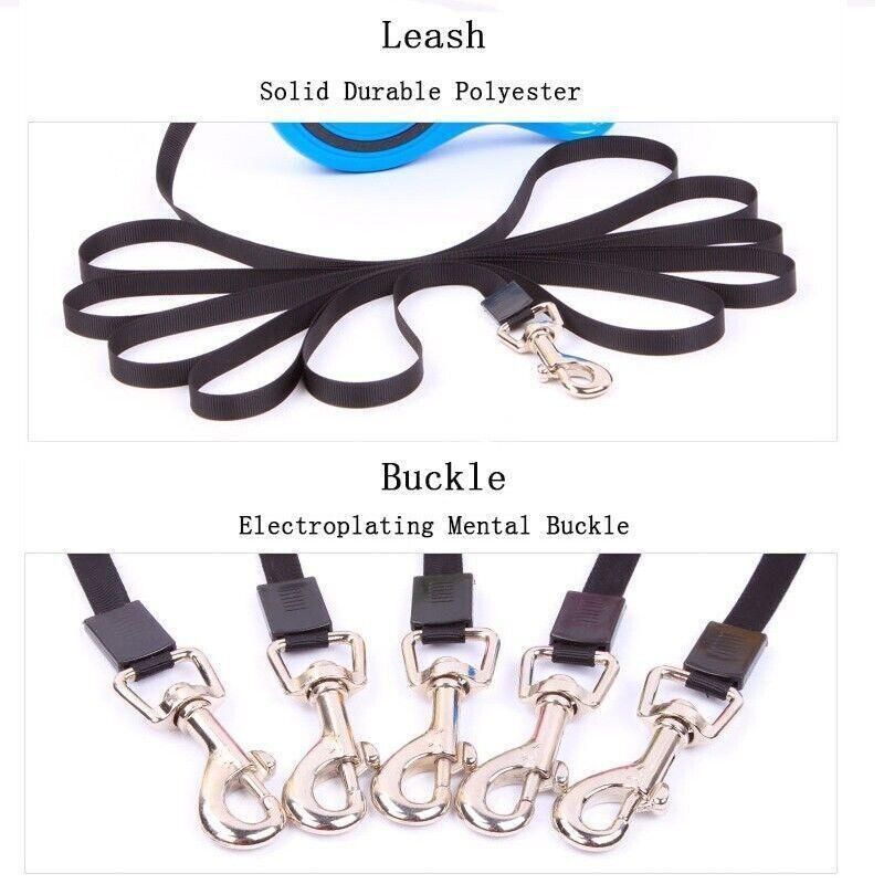 5M Dog Lead Leash Strong Retractable Extendable 5M Lockable Heavy Duty 15Kg - Blue
