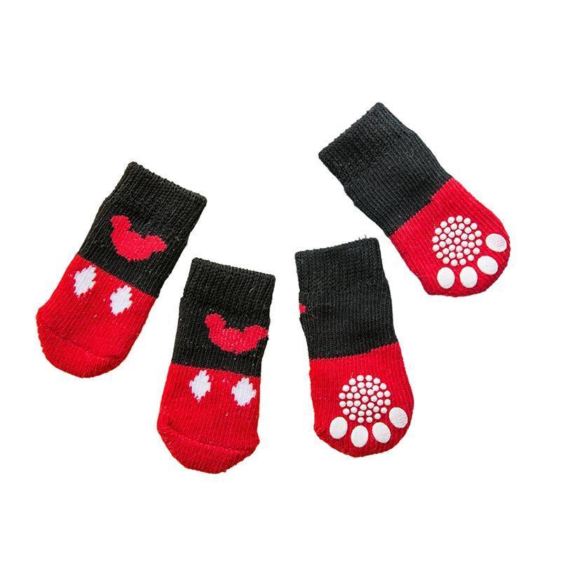 Dog Socks Non-Slip Grip Slip Anti-Slip - Puppy Cat Pet Shoes Slippers M Size - Yellow ducklings