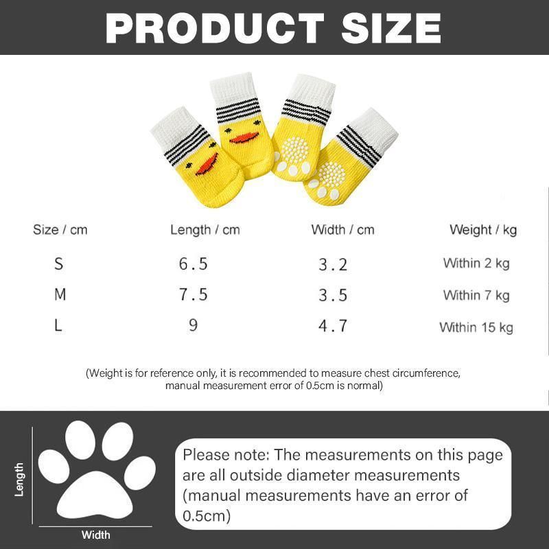 Non Slip Pet Socks for Dogs and Cats Knitted Paw Protector with Grips L Size - Red Heart