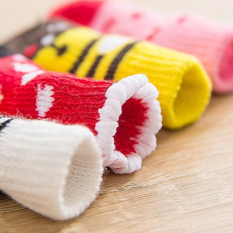 Non Slip Pet Socks for Dogs and Cats Knitted Paw Protector with Grips L Size - Red Heart