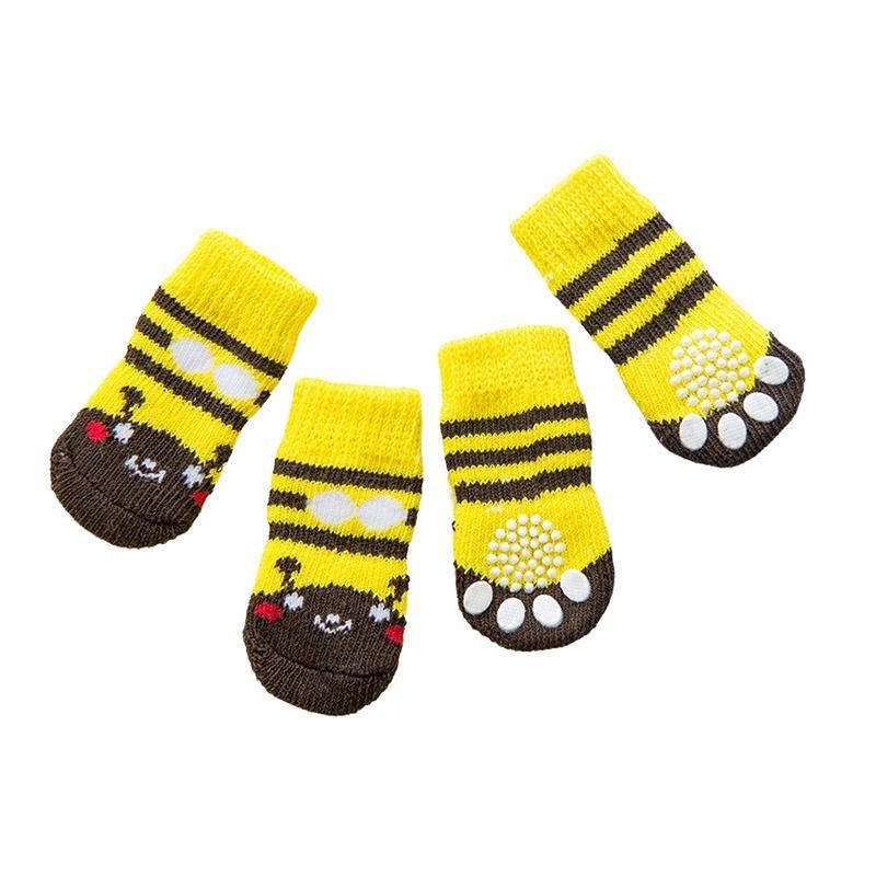 Dog Socks Non-Slip Grip Slip Anti-Slip - Puppy Cat Pet Shoes Slippers M Size - Blue bones