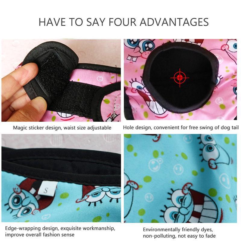 Washable Female Pet Dog Cat Nappy Diaper Physiological Pants Panties Underwear Red - S