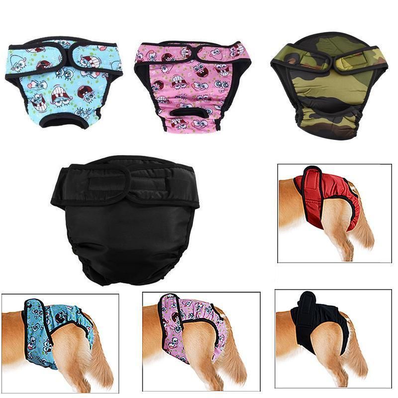 Washable Female Pet Dog Cat Nappy Diaper Physiological Pants Panties Underwear Red - M