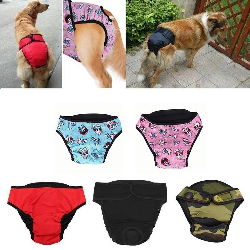Washable Female Pet Dog Cat Nappy Diaper Physiological Pants Panties Underwear Red - M