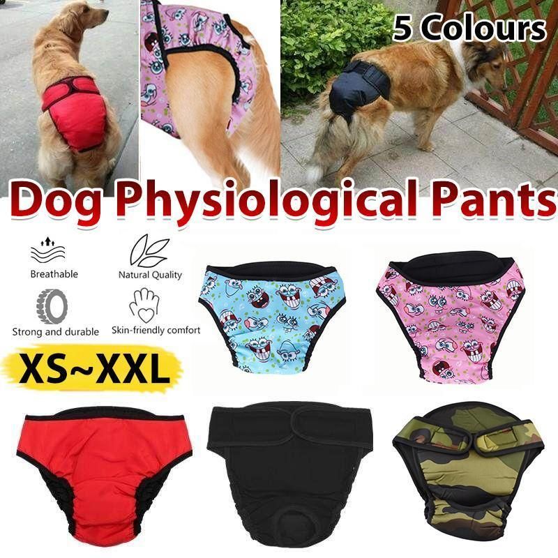 Washable Female Pet Dog Cat Nappy Diaper Physiological Pants Panties Underwear Red - M