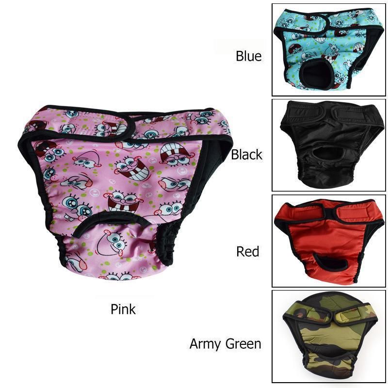 Washable Female Pet Dog Cat Nappy Diaper Physiological Pants Panties Underwear Red - M