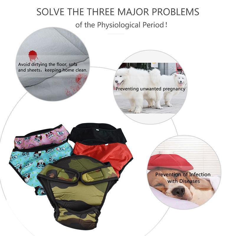 Washable Female Pet Dog Cat Nappy Diaper Physiological Pants Panties Underwear Black - S