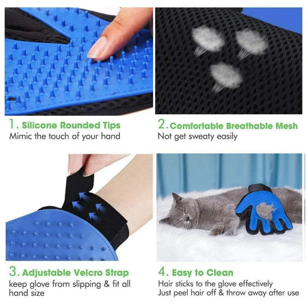 Pet Dog Cat Massage Hair Removal Grooming Comb Touch Cleaning Brush Magic Glove - Green Left Hand