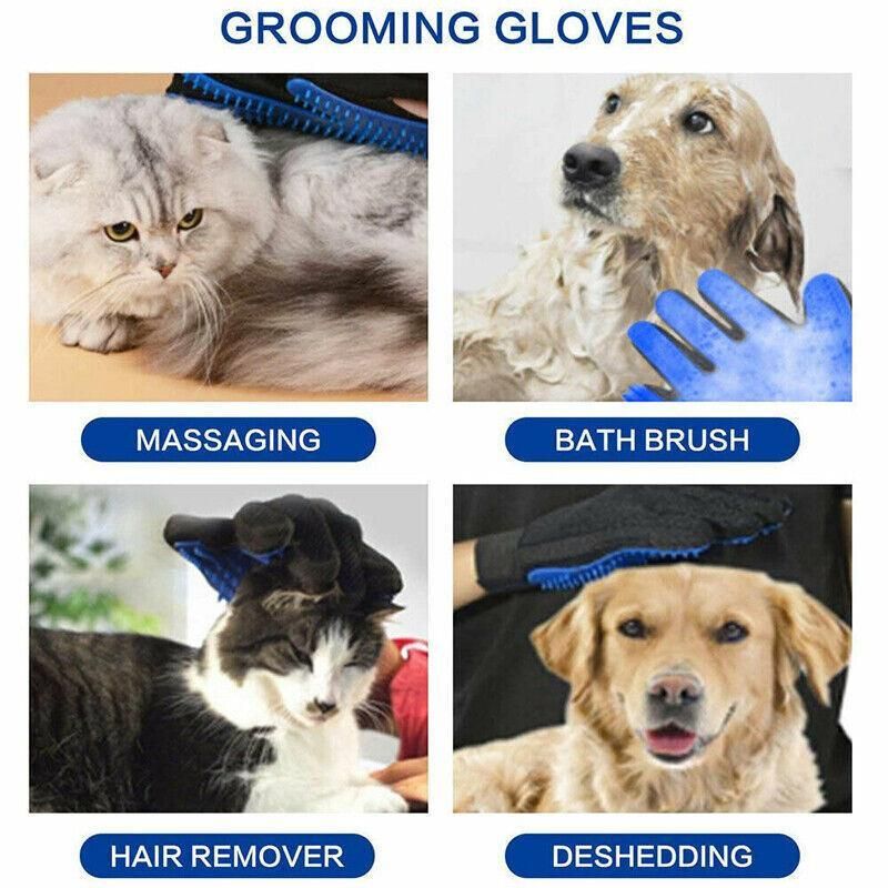 Pet Dog Cat Massage Hair Removal Grooming Comb Touch Cleaning Brush Magic Glove - Red Left Hand
