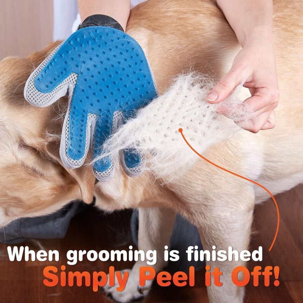 Pet Dog Cat Massage Hair Removal Grooming Comb Touch Cleaning Brush Magic Glove - Red Left Hand