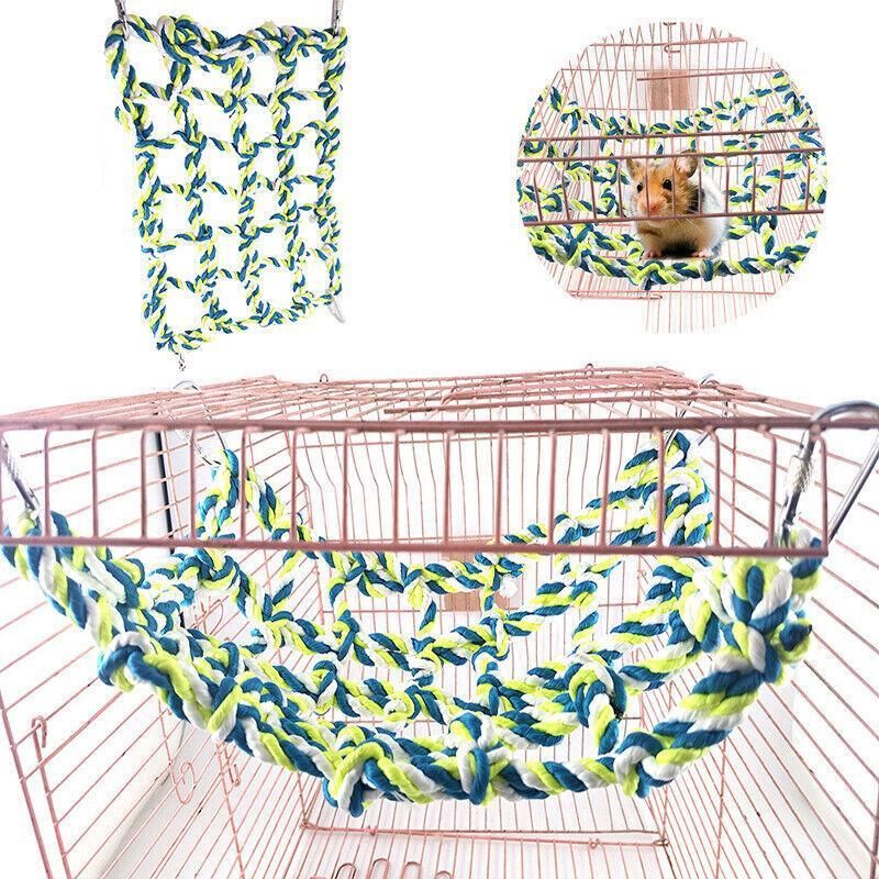Hanging Climbing Net for Birds and Small Pets Cotton or Hemp Rope Cage Hammock - Hemp Rope