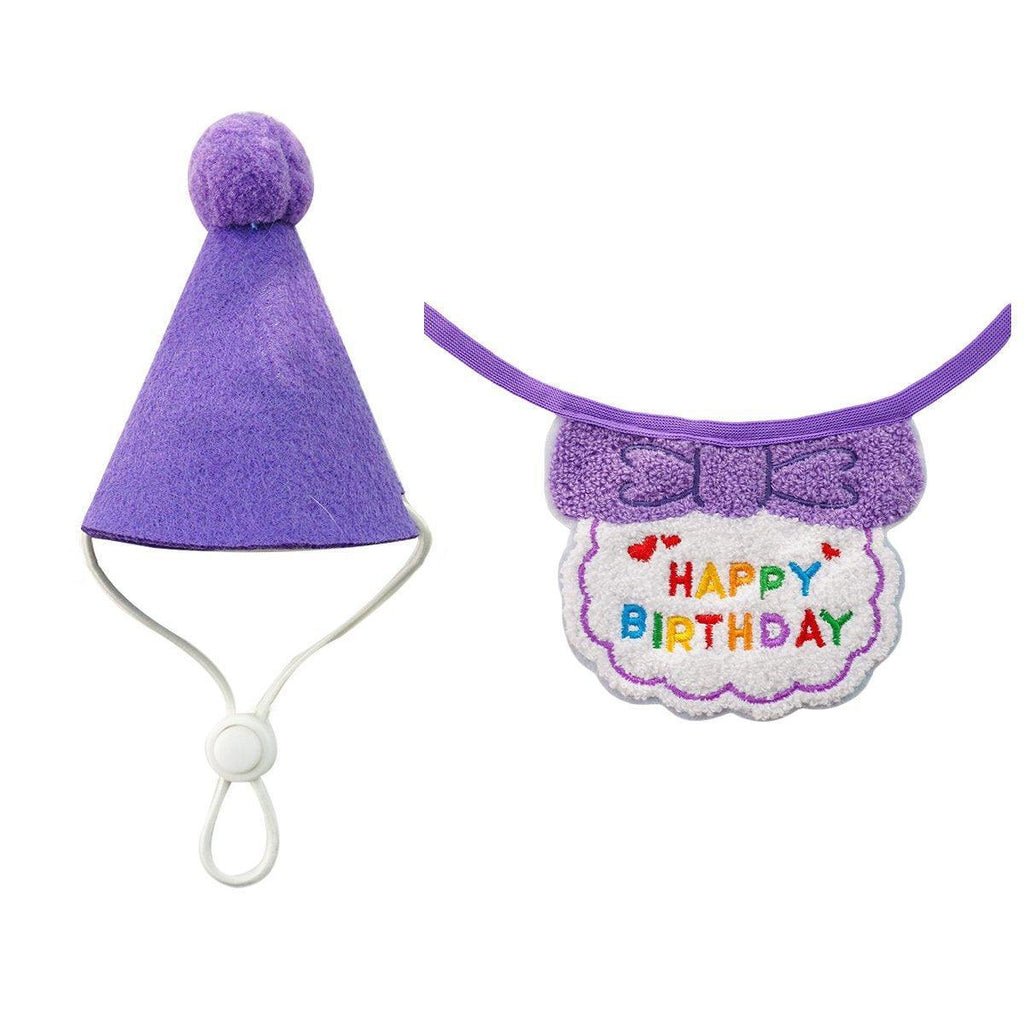 Pet Birthday Dog Cat Bib Scarf Hat Accessory Dogs Cats Celebration - Orange