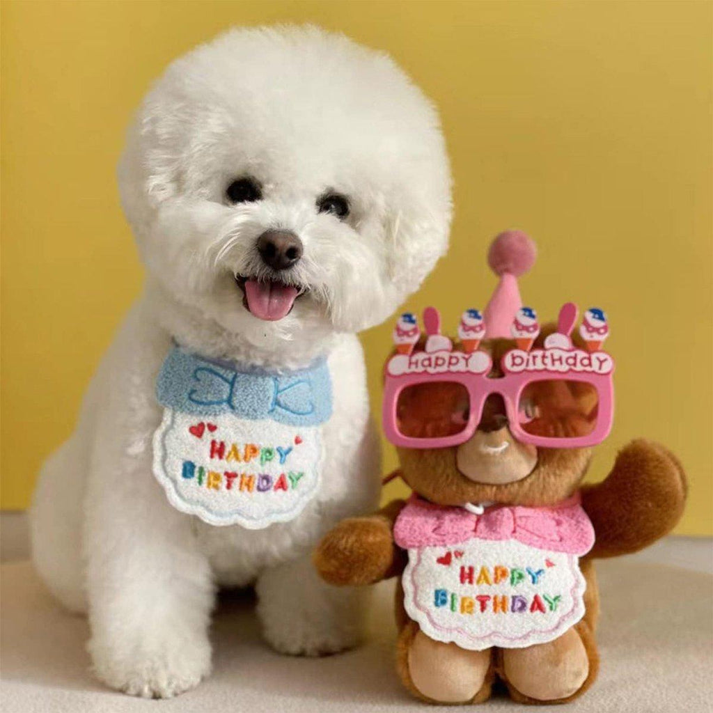 Pet Birthday Dog Cat Bib Scarf Hat Accessory Dogs Cats Celebration - Red