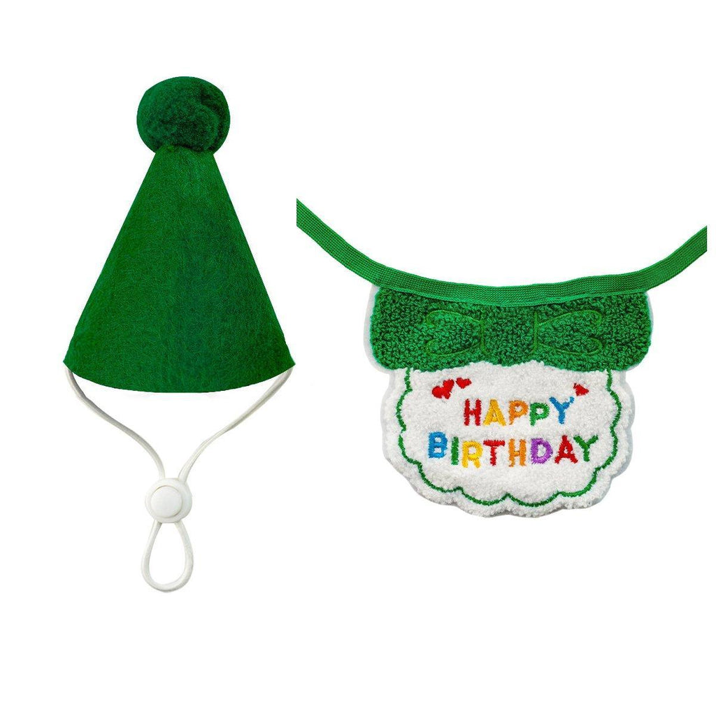 Pet Birthday Dog Cat Bib Scarf Hat Accessory Dogs Cats Celebration - Red