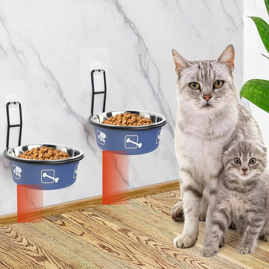 Stainless Steel Pet Bowl Hanging Cat Food Water Bowl Durable for Dogs and Cats - Black-12cm