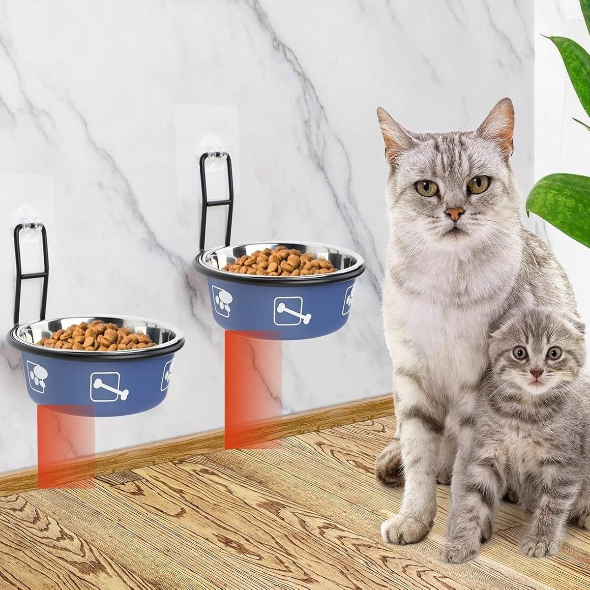 Stainless Steel Pet Bowl Hanging Cat Food Water Bowl Durable for Dogs and Cats - Black-12cm