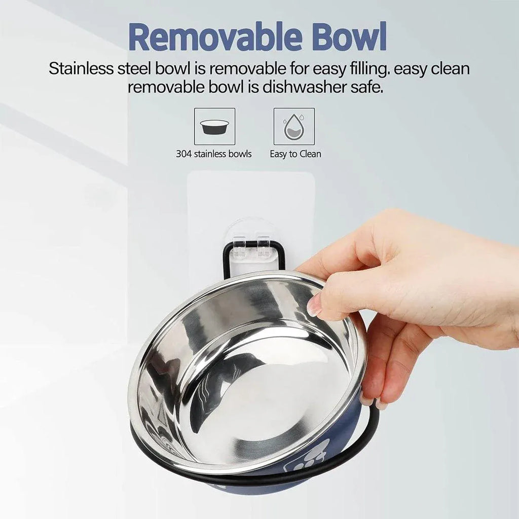 Stainless Steel Pet Bowl Hanging Cat Food Water Bowl Durable for Dogs and Cats - Blue-12cm