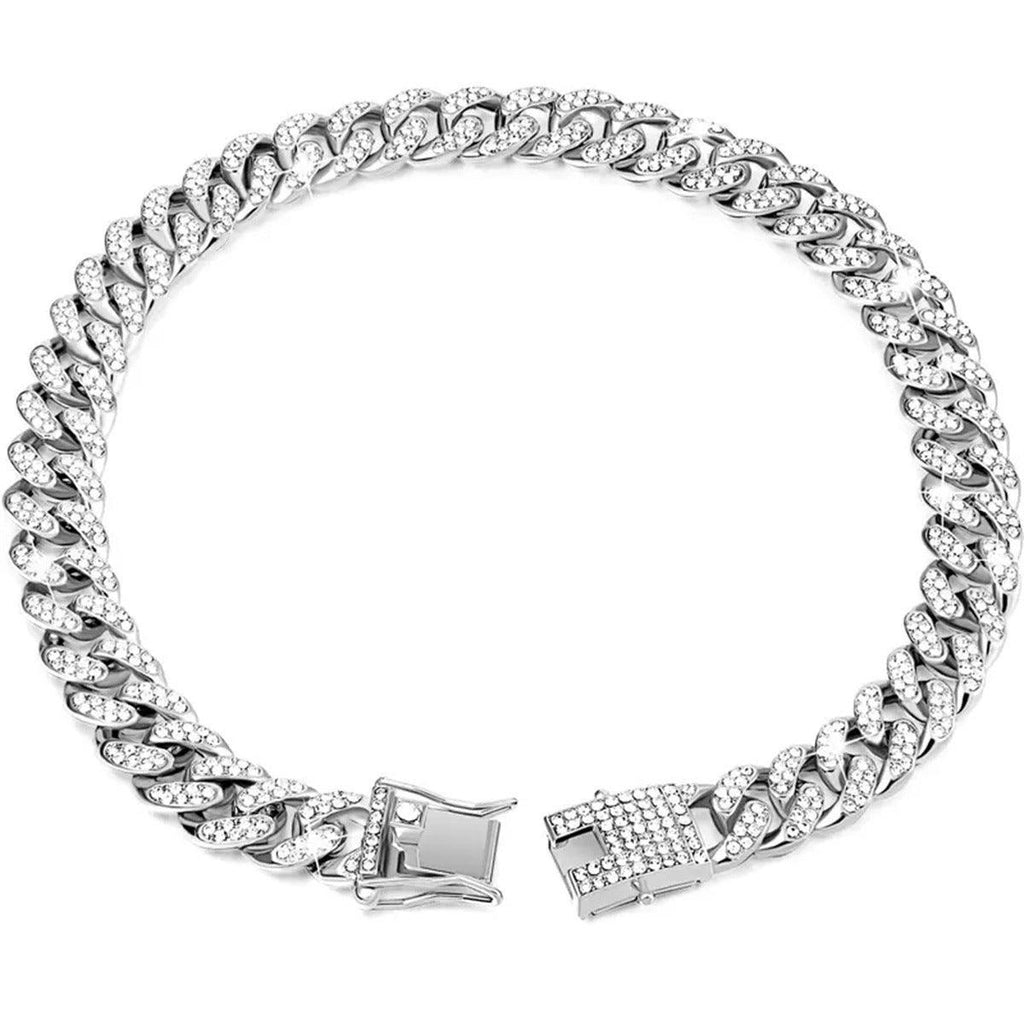 Cuban Chain Metal Dog Collar Pet Training Necklace for Small Medium Large Dogs - Gold-55cm
