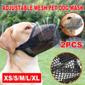 2PCS Adjustable Mesh Pet Dog Muzzle Mask Mouth Cover No Bite Strap Mouth Cover - Grey-M