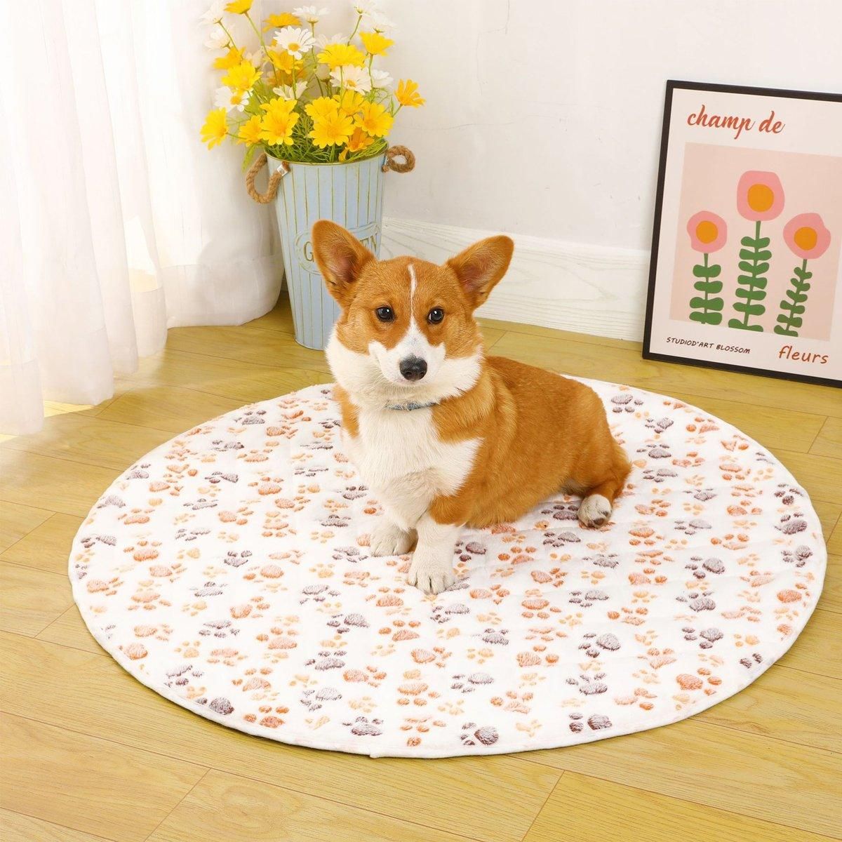 Waterproof Dog Pads Round Diaper Pads Pet Training Pads for Puppies and Dogs - White-35cm