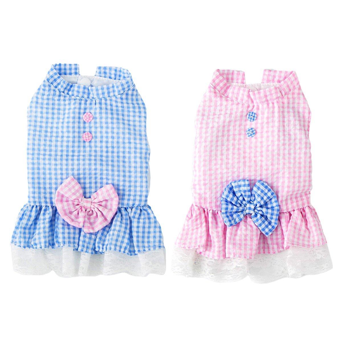 Cute Small Dog Dress Puppy Clothing Pet Apparel for Summer Fashion Outfit - Pink - S