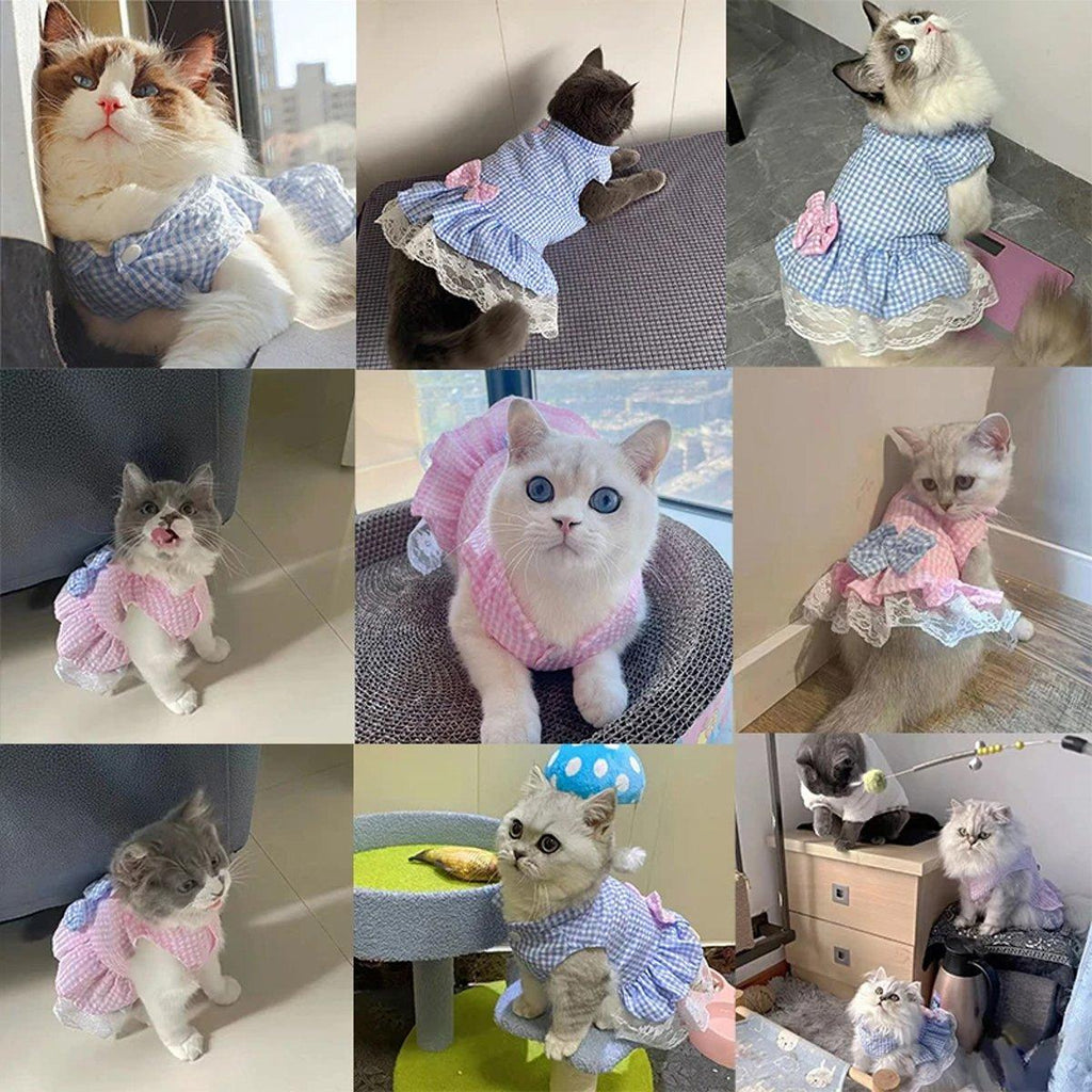 Cute Small Dog Dress Puppy Clothing Pet Apparel for Summer Fashion Outfit - Blue - S