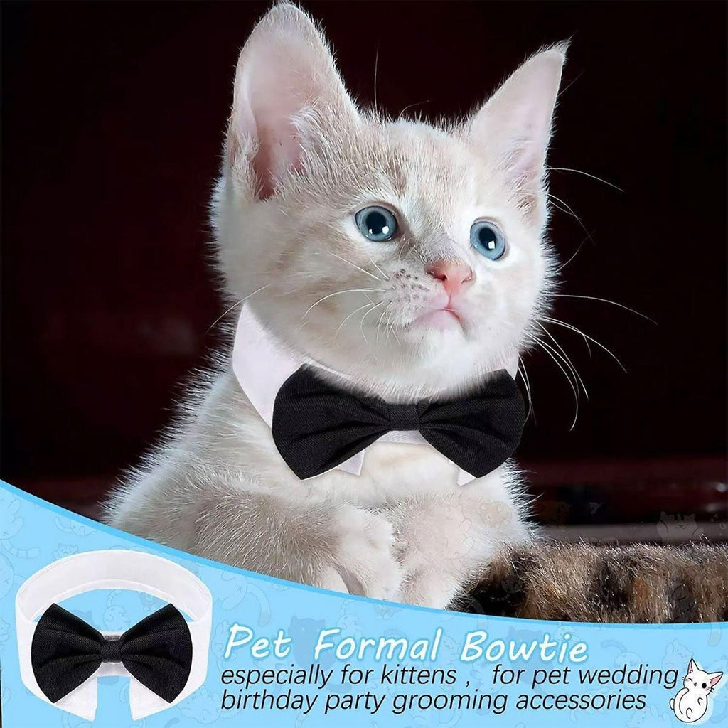 2pcs Pet Bow Tie Collar Dog Cat Suit Dress Accessories Adjustable Neck Strap - L