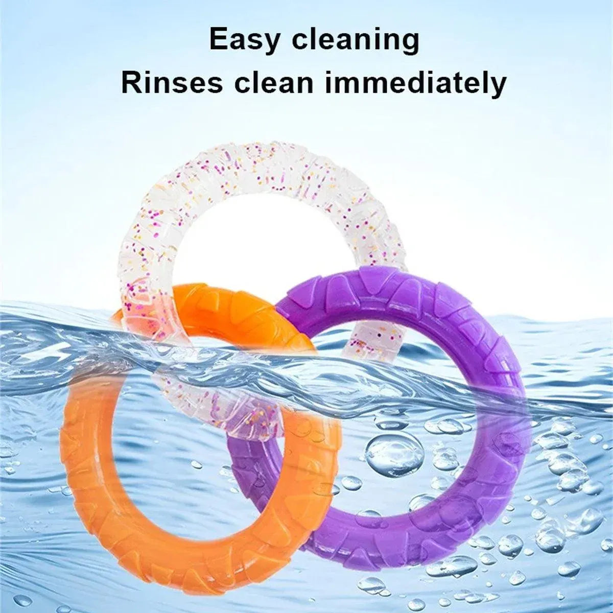Interactive Dog Toys TRP Rubber Ring Teething Pet Rally Ring Chew Play Fetch - Blue-Purple