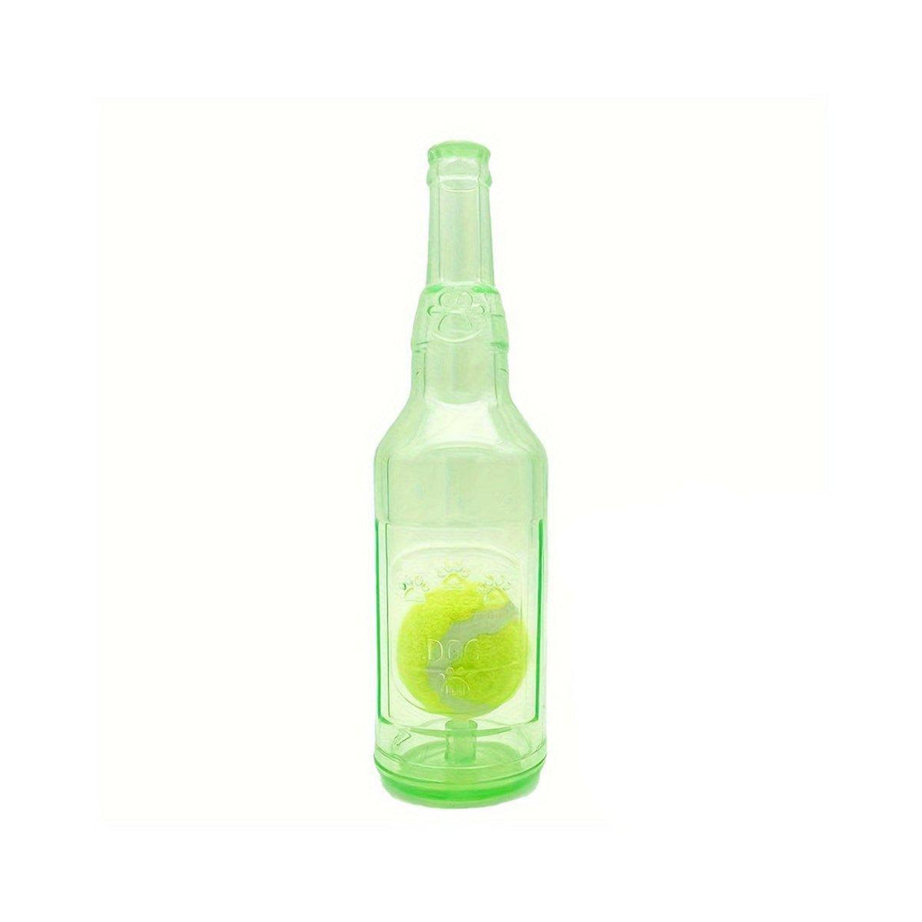 Durable Pet Teething Resistant Tennis Ball Wine Bottle Chew Toy for Dogs Play - Green-S