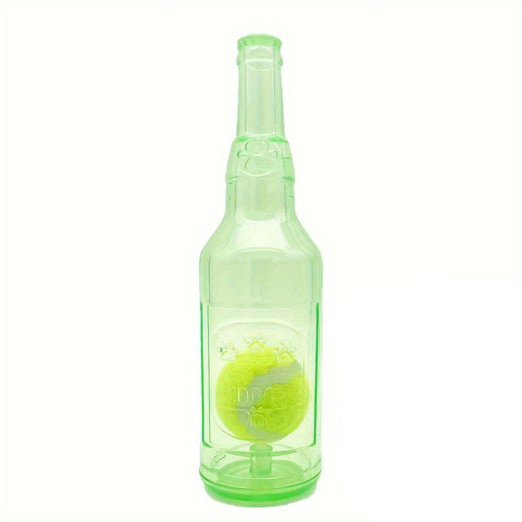 Durable Pet Teething Resistant Tennis Ball Wine Bottle Chew Toy for Dogs Play - Green-S