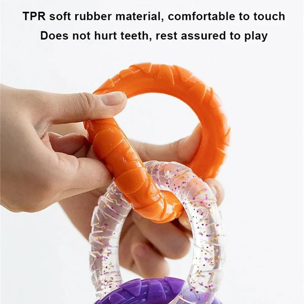 Interactive Dog Toys TRP Rubber Ring Teething Pet Rally Ring Chew Play Fetch - Green-Purple