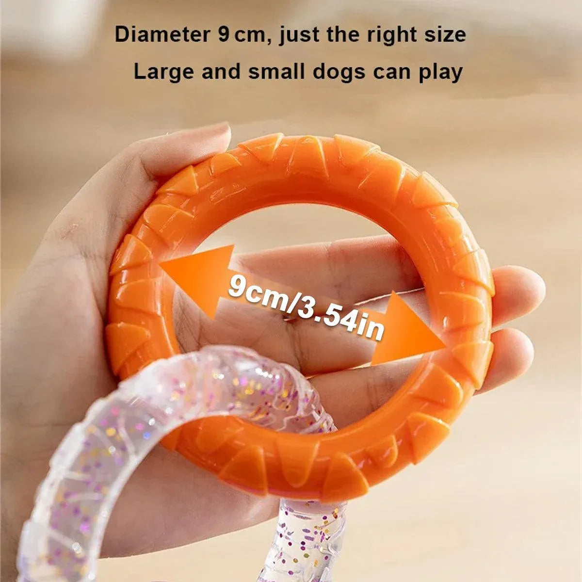 Interactive Dog Toys TRP Rubber Ring Teething Pet Rally Ring Chew Play Fetch - Orange-Purple