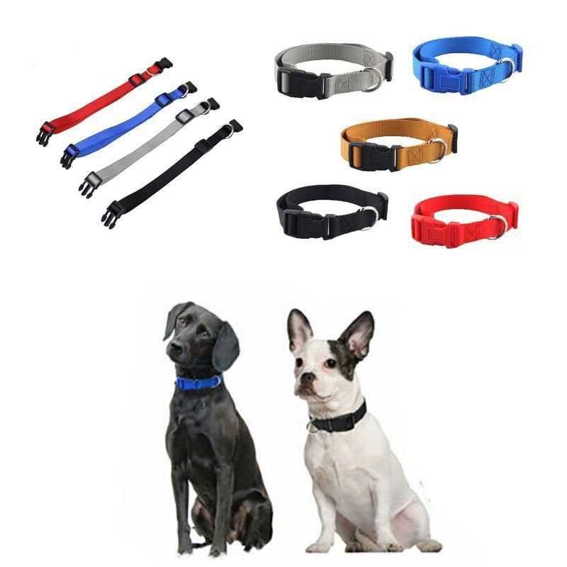 L Size Dog Puppy Pet Collar Adjustable Nylon Toy Large Pink Blue Red Black - Black