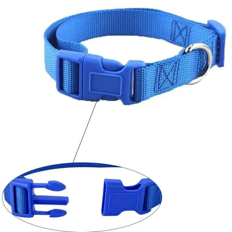L Size Dog Puppy Pet Collar Adjustable Nylon Toy Large Pink Blue Red Black - Red