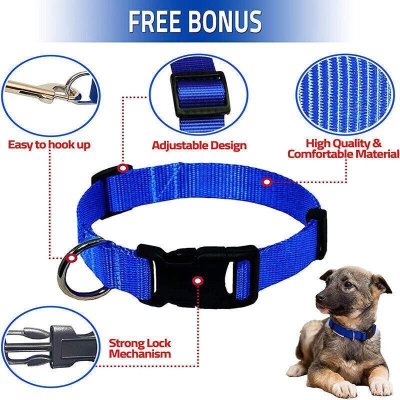 L Size Dog Puppy Pet Collar Adjustable Nylon Toy Large Pink Blue Red Black - Yellow