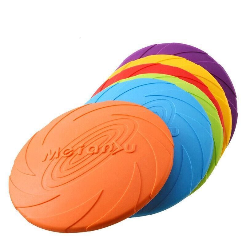 Frisbee Toy for Dogs Outdoor Fetch Training Soft Rubber Pet Flying Disc 18cm - Blue