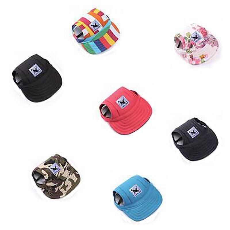 Dog Baseball Cap Outdoor Pet Sun Hat Summer Canvas Visor Puppy M Size - Stripe