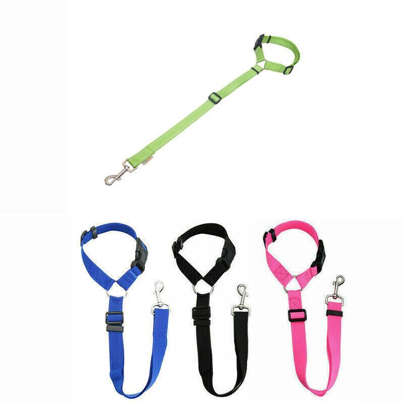Adjustable Pet Dog Car Clip Lead Harness Strap for Vehicle Travel Restraint Use - Green
