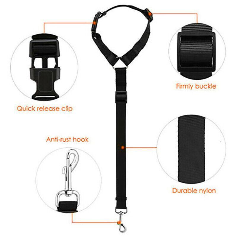 Adjustable Pet Dog Car Clip Lead Harness Strap for Vehicle Travel Restraint Use - Pink