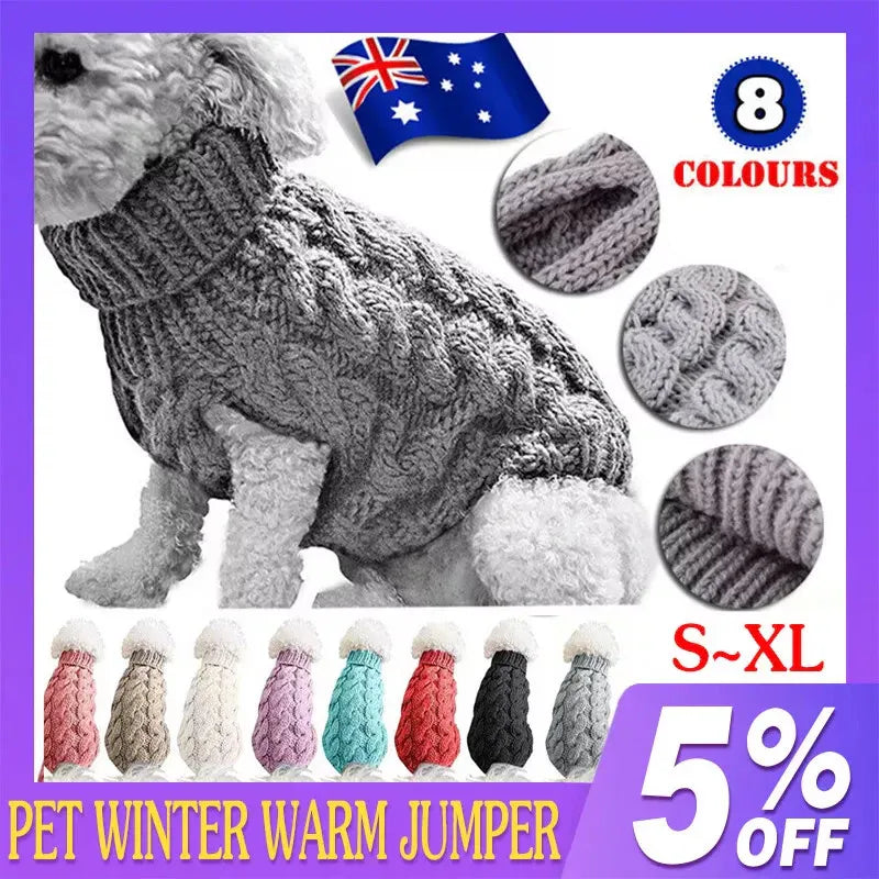 Puppy Dog Jumper Winter Warm Knitted Sweater Pet Clothes Small Dogs Coat Thermal S Size - Beige