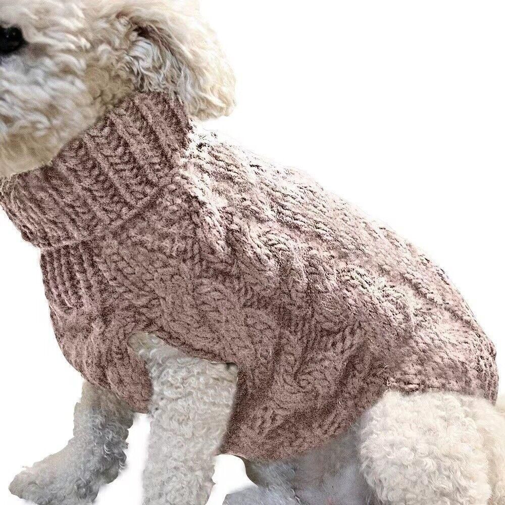 Puppy Dog Jumper Winter Warm Knitted Sweater Pet Clothes Small Dogs Coat Thermal S Size - Beige
