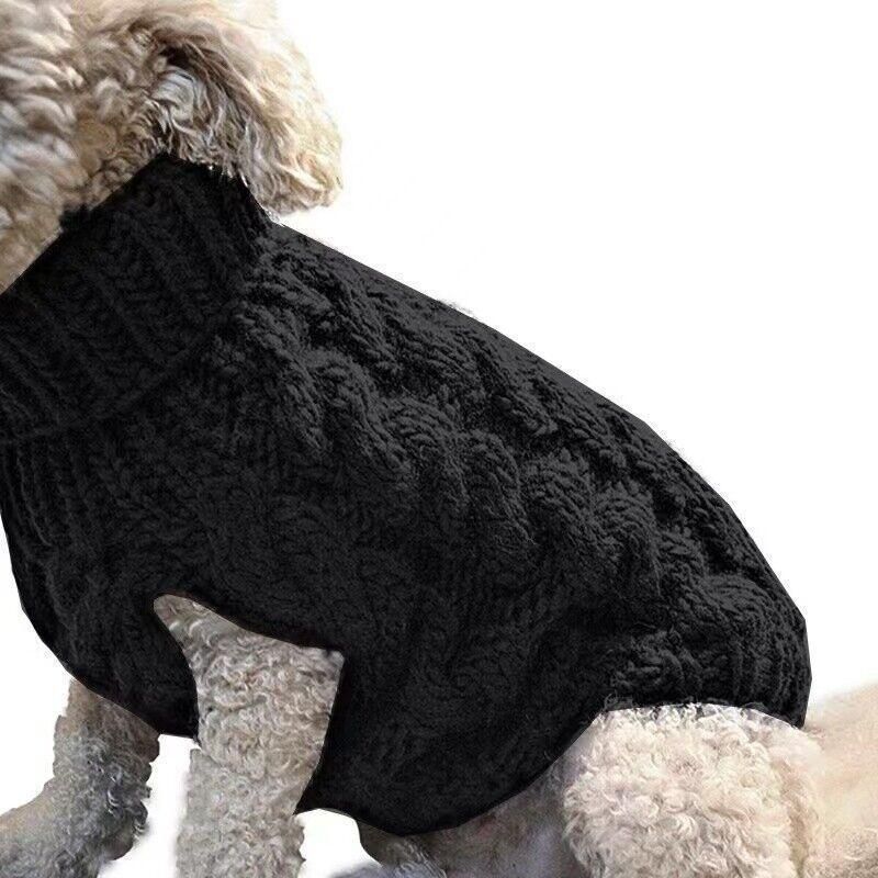 Puppy Dog Jumper Winter Warm Knitted Sweater Pet Clothes Small Dogs Coat Thermal S Size - Black