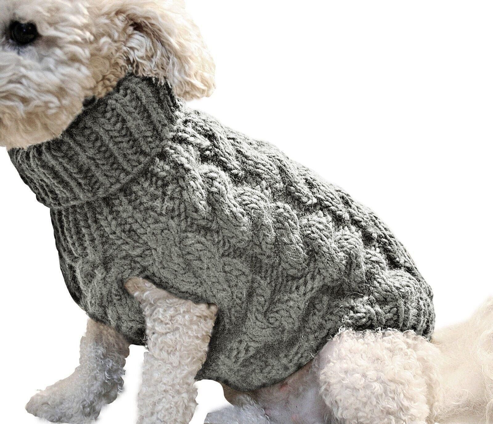 Puppy Dog Jumper Winter Warm Knitted Sweater Pet Clothes Small Dogs Coat Thermal S Size - Grey