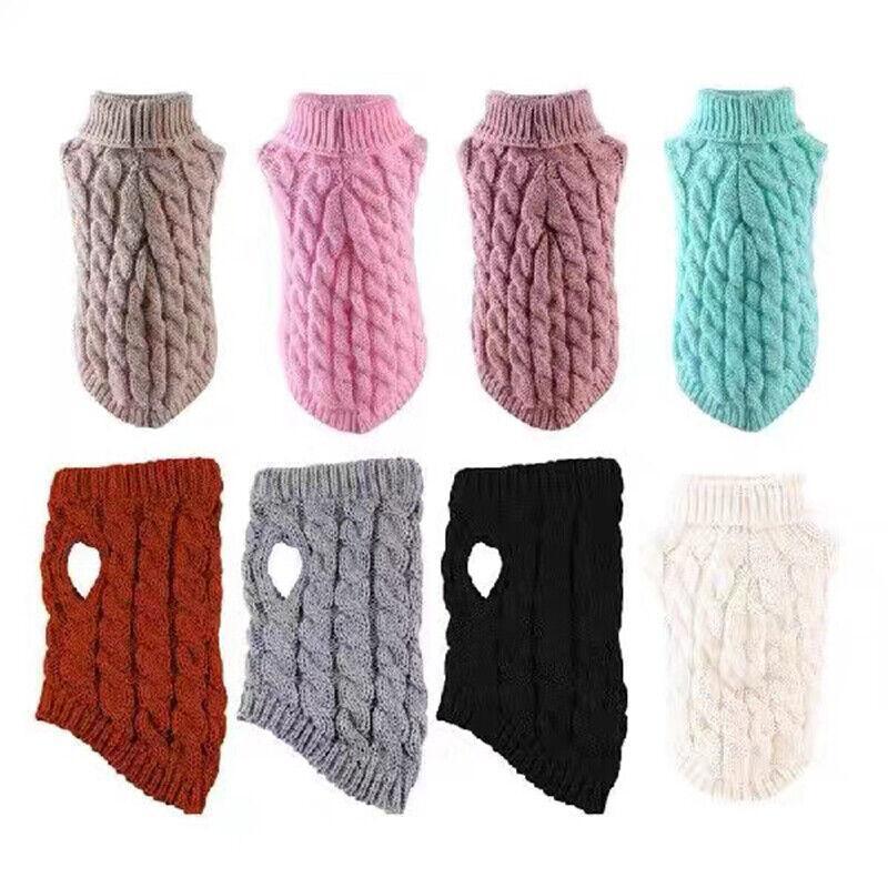 Puppy Dog Jumper Winter Warm Knitted Sweater Pet Clothes Small Dogs Coat Thermal L Size - Leather Pink